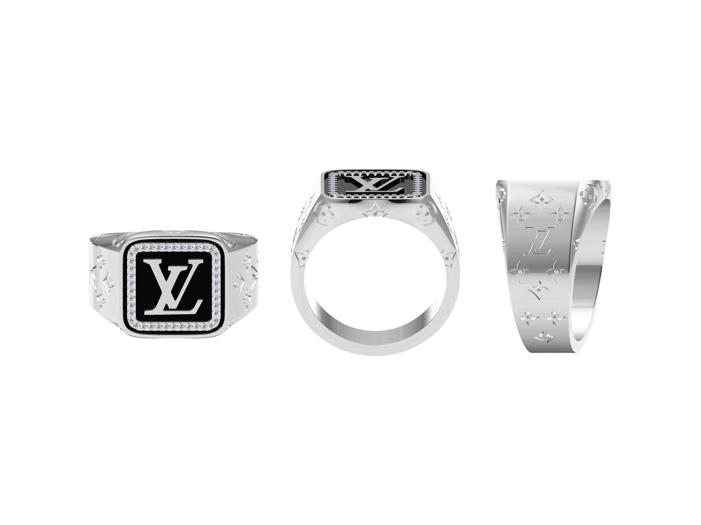 LV-Q18484 letter LV diamond ring LV logo letter square platform men's ring