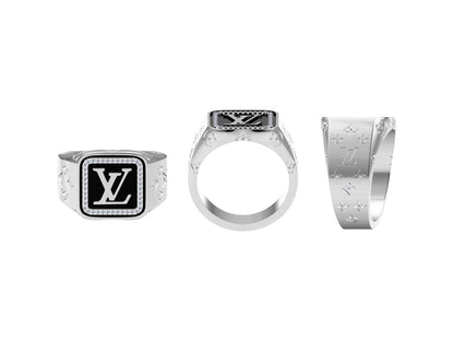 LV-Q18484 letter LV diamond ring LV logo letter square platform men's ring