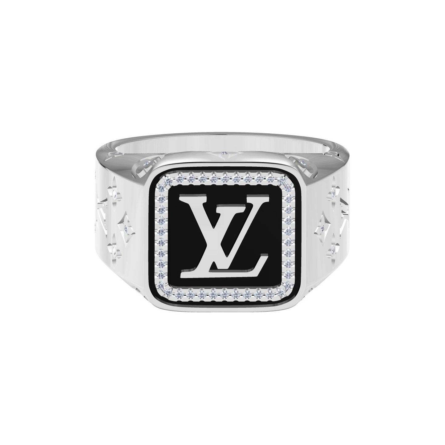 LV-Q18484 letter LV diamond ring LV logo letter square platform men's ring