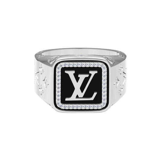 LV-Q18484 letter LV diamond ring LV logo letter square platform men's ring