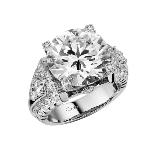KDY-N485416 full diamond U-shaped four-claw pointed ring 8ct