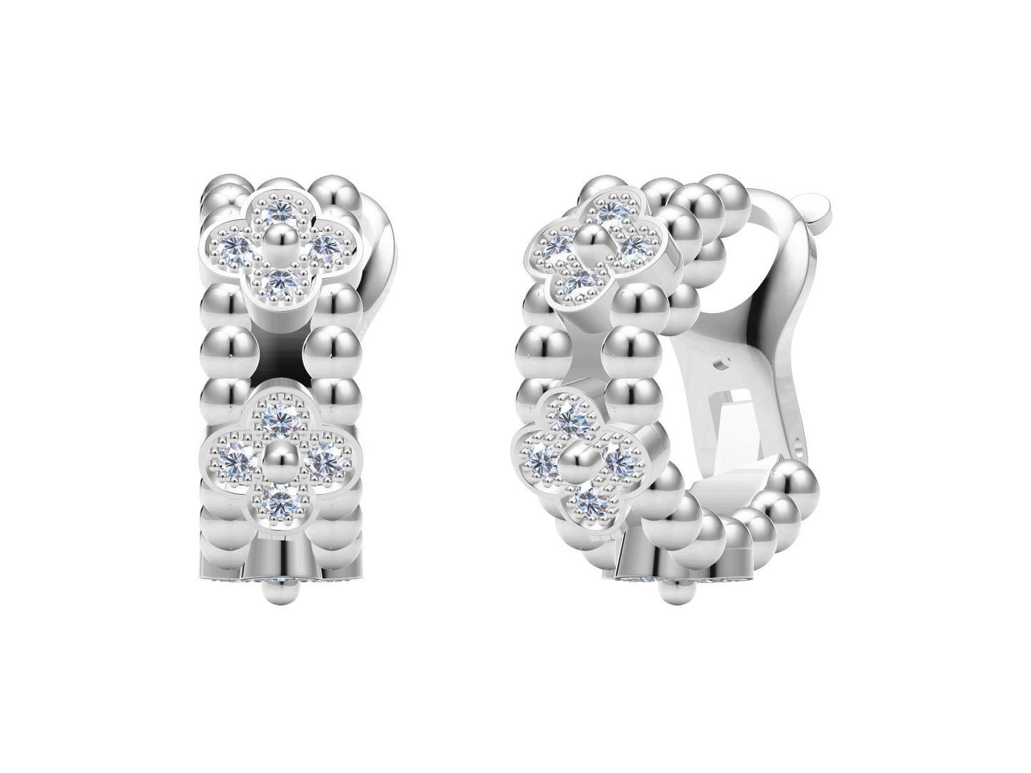 VCA46124 6mm narrow plum blossom bead edge earrings