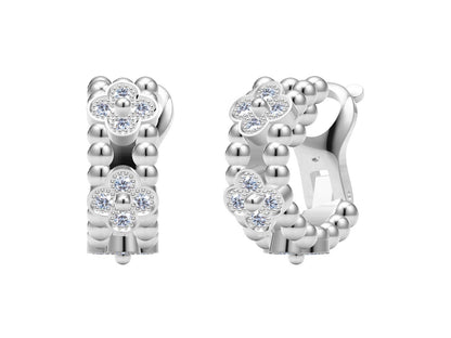 VCA46124 6mm narrow plum blossom bead edge earrings