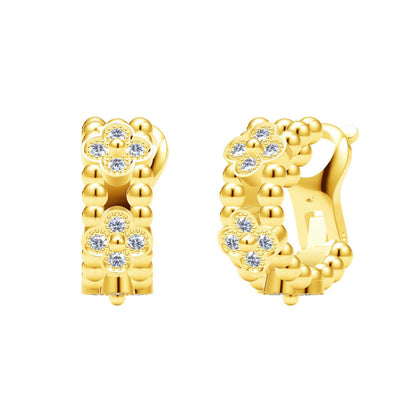 VCA46124 6mm narrow plum blossom bead edge earrings