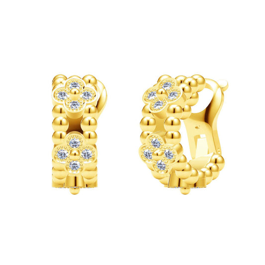 VCA46124 6mm narrow plum blossom bead edge earrings