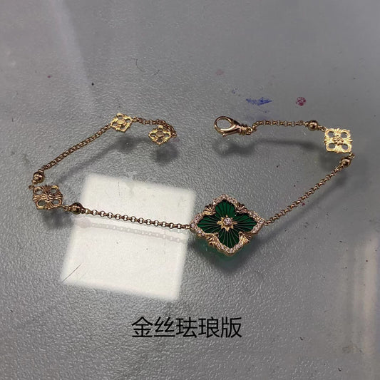 BQLT-BRA15158 18MM enamel version stone gold wire European style four-leaf clover bracelet customer version