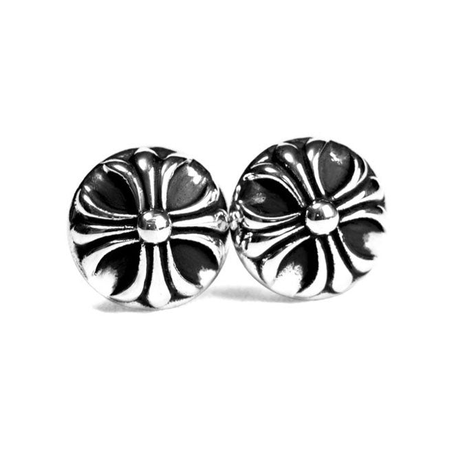 KLX-ES35583326 light gold round cross earrings