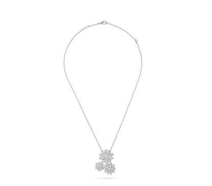VCA67800 official version of three lotus full diamond bolt chain pendant necklace