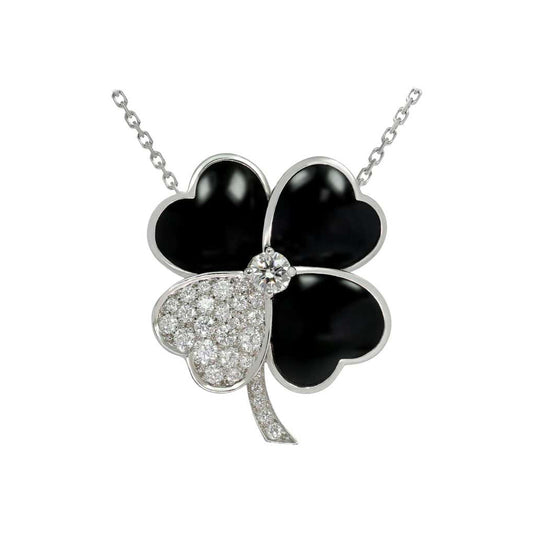 VCARO5B500 28mm small agate diamond four-leaf clover pendant brooch