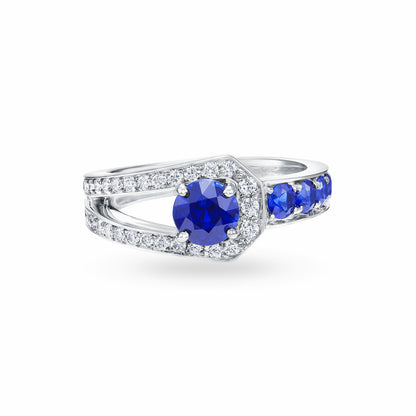 HW-FRSPRDDDHWE四爪镶蓝宝石戒指主石0.50ct