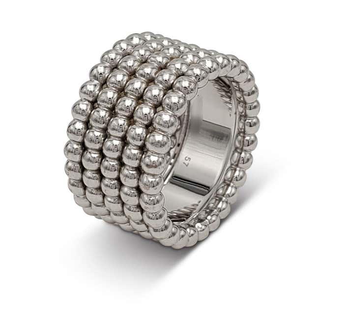 VCARN9PL52 light gold beads 5 row wide ring 17#