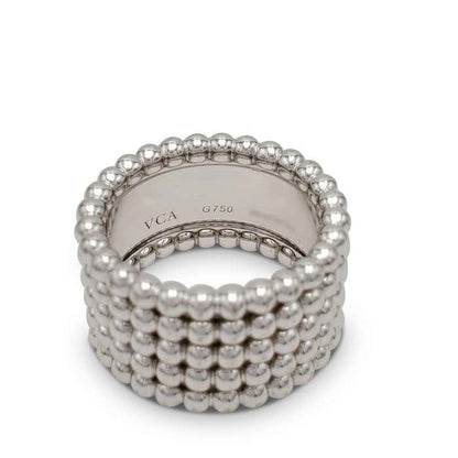 VCARN9PL52 light gold beads 5 row wide ring 17#
