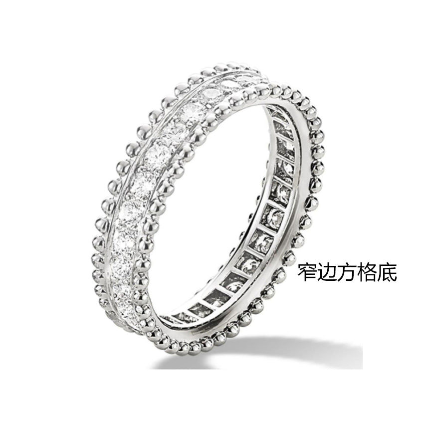 VCARN57000 5mm guest version bead single row narrow body dense stone ring 48#