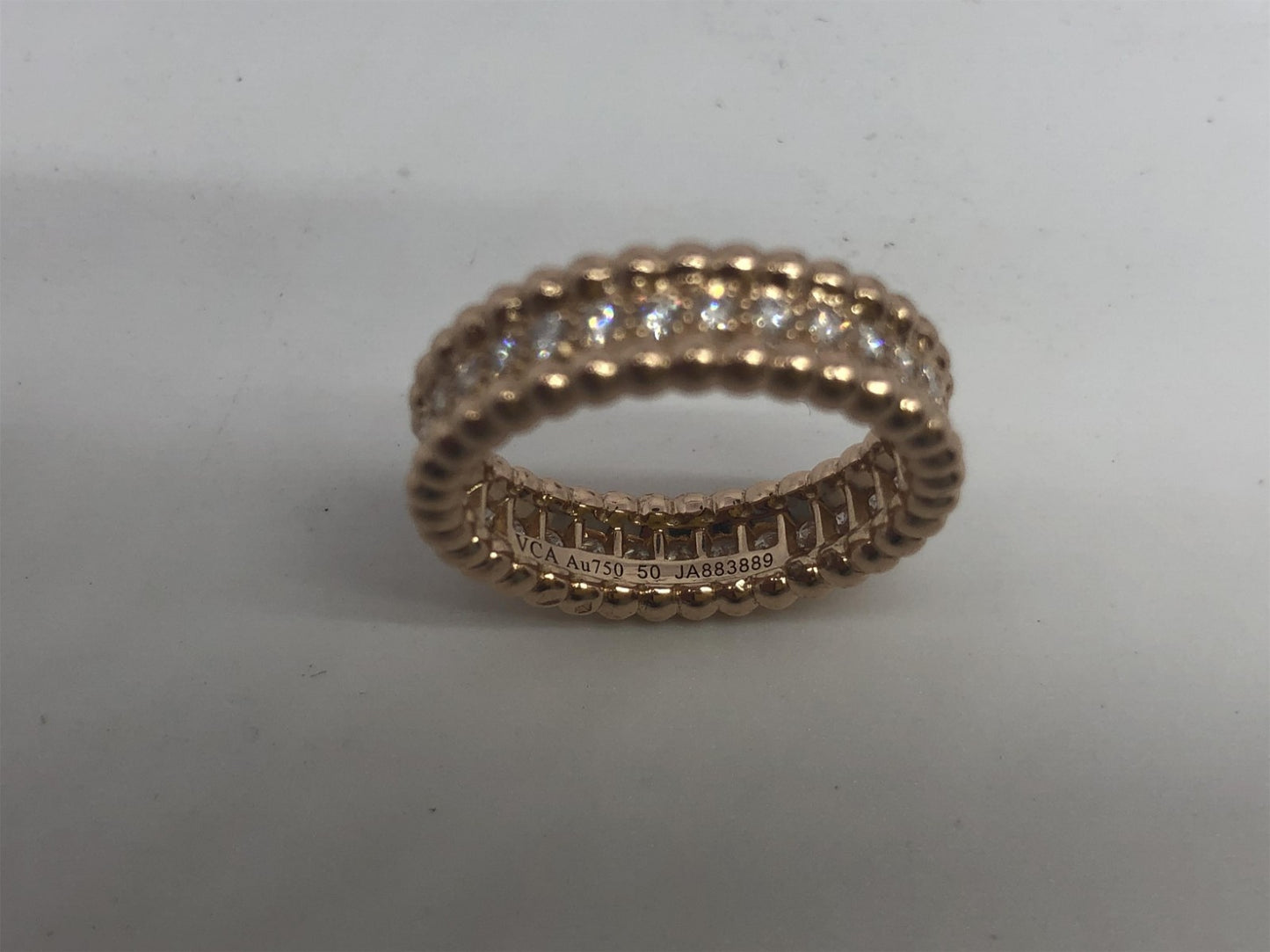 VCARP4E200 5.6mm bead edge single row diamond ring 52#
