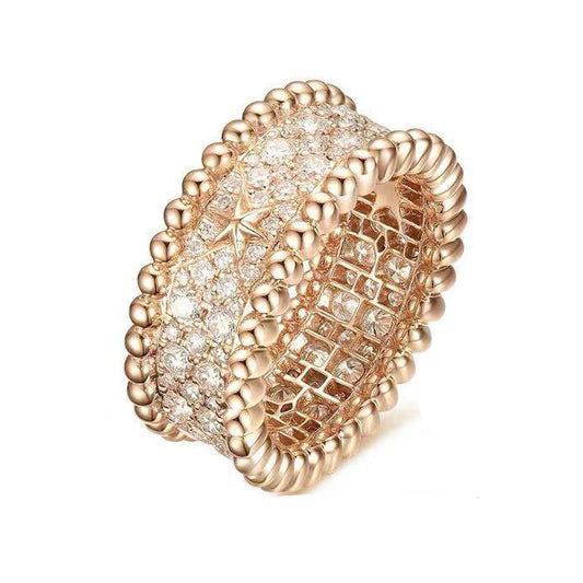 VCAR954198 8MM bead edge middle star ring