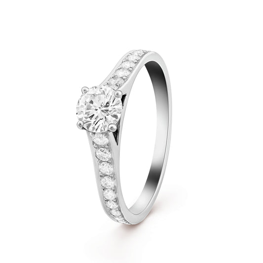 VCARG27600 Cross Four-Prong Semi-set Straight Arm Diamond Ring 9#