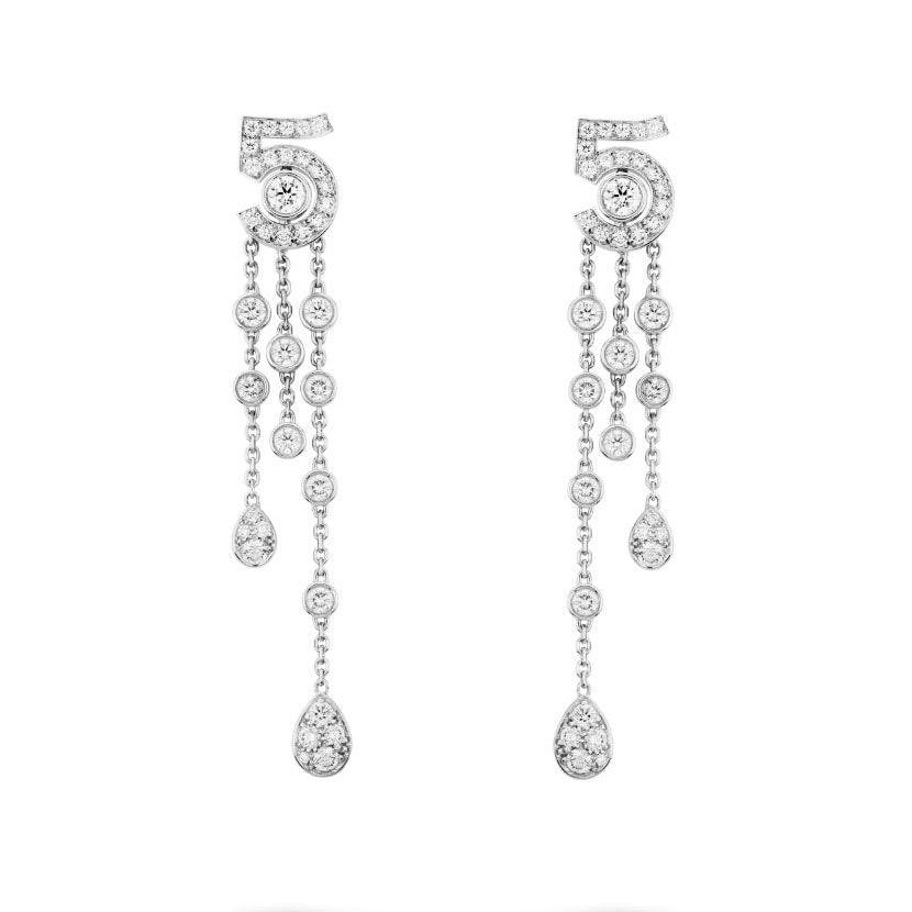 XNE-J12417 full diamond number 5 earrings