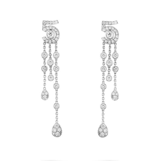 XNE-J12417 full diamond number 5 earrings