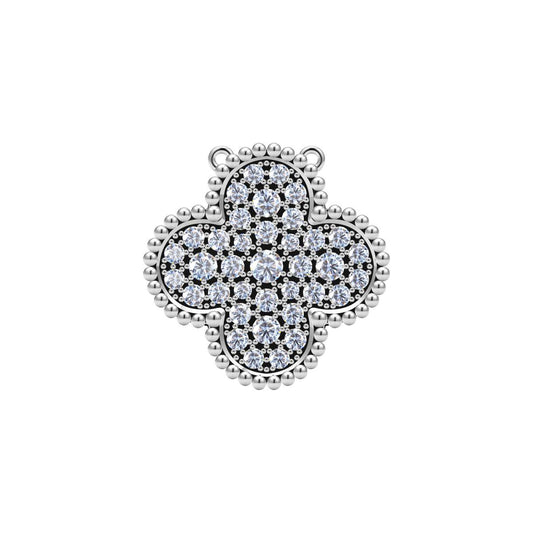 VCARN9MS01 20mm beaded dense stone four-leaf clover tether chain pendant