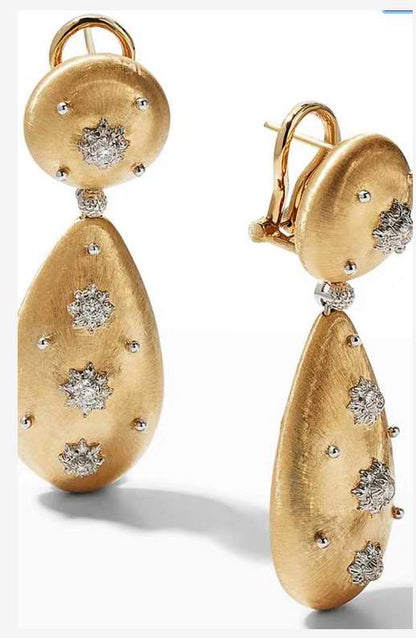 BQLT-ES32047172 round body light gold surface plus flower earrings