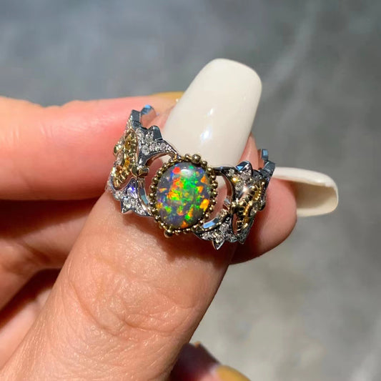 BQLT-RIN648112 bezel set color lace colorful treasure wavy edge arm ring