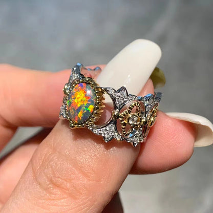 BQLT-RIN648112 bezel set color lace colorful treasure wavy edge arm ring