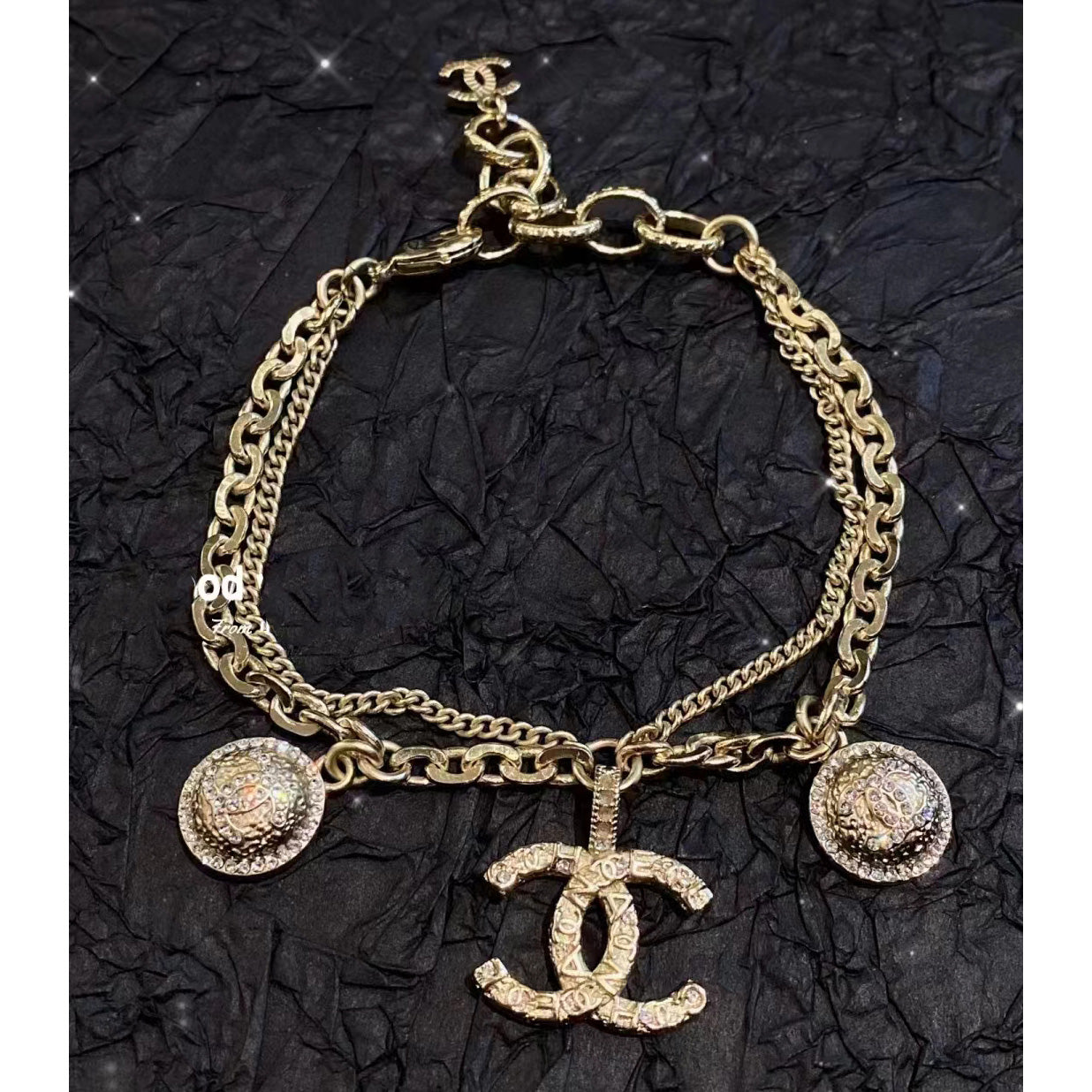 XNE-AB6094 double c double row denim bracelet