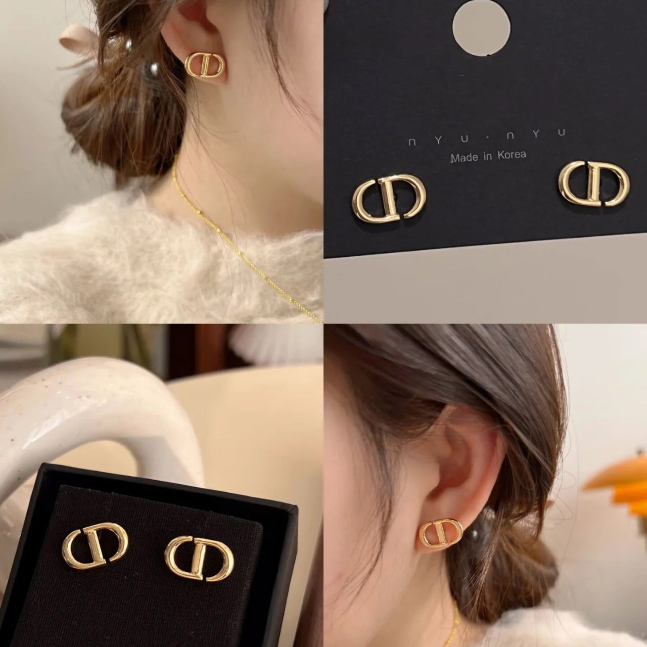 DIOR-4185462 light gold CD earrings