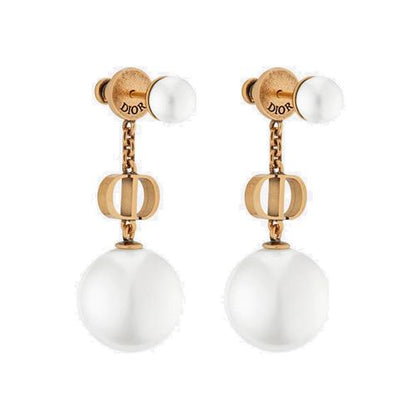 DIOR-4158412 客版CD光金字母双珍珠耳钉 大珍珠14mm