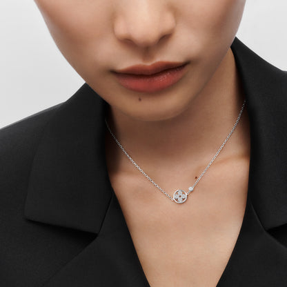 LV-Q93872 10mm wide dense stone four-leaf clover round petal stone clavicle chain tether pendant necklace