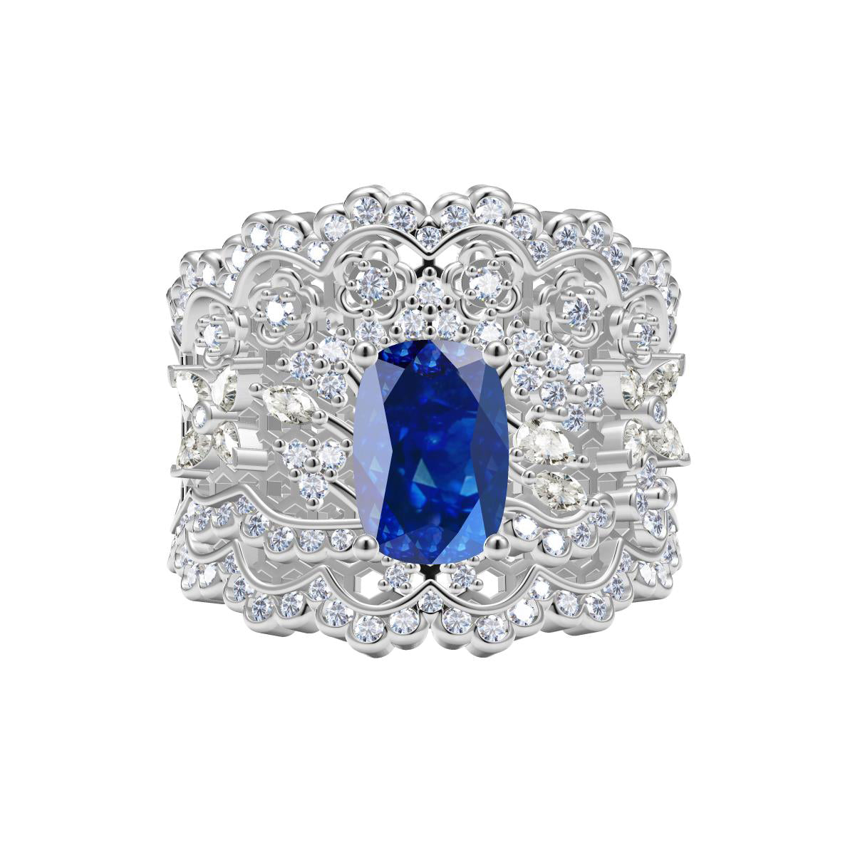 BQLT-JZ584784 Sapphire honeycomb lace wavy edge arm ring