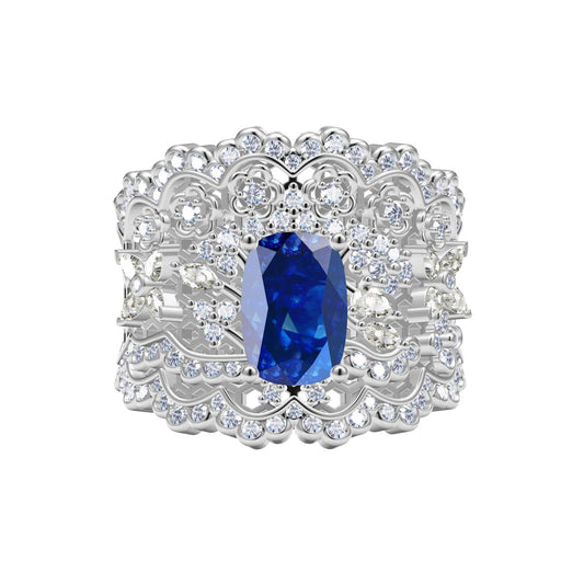 BQLT-JZ584784 Sapphire honeycomb lace wavy edge arm ring