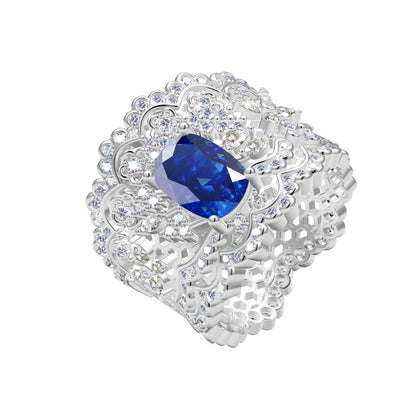 BQLT-JZ584784 Sapphire honeycomb lace wavy edge arm ring