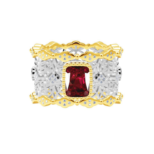 BQLT-JZ883564 12.4mm lace colorful gem bezel set wavy edge arm ring