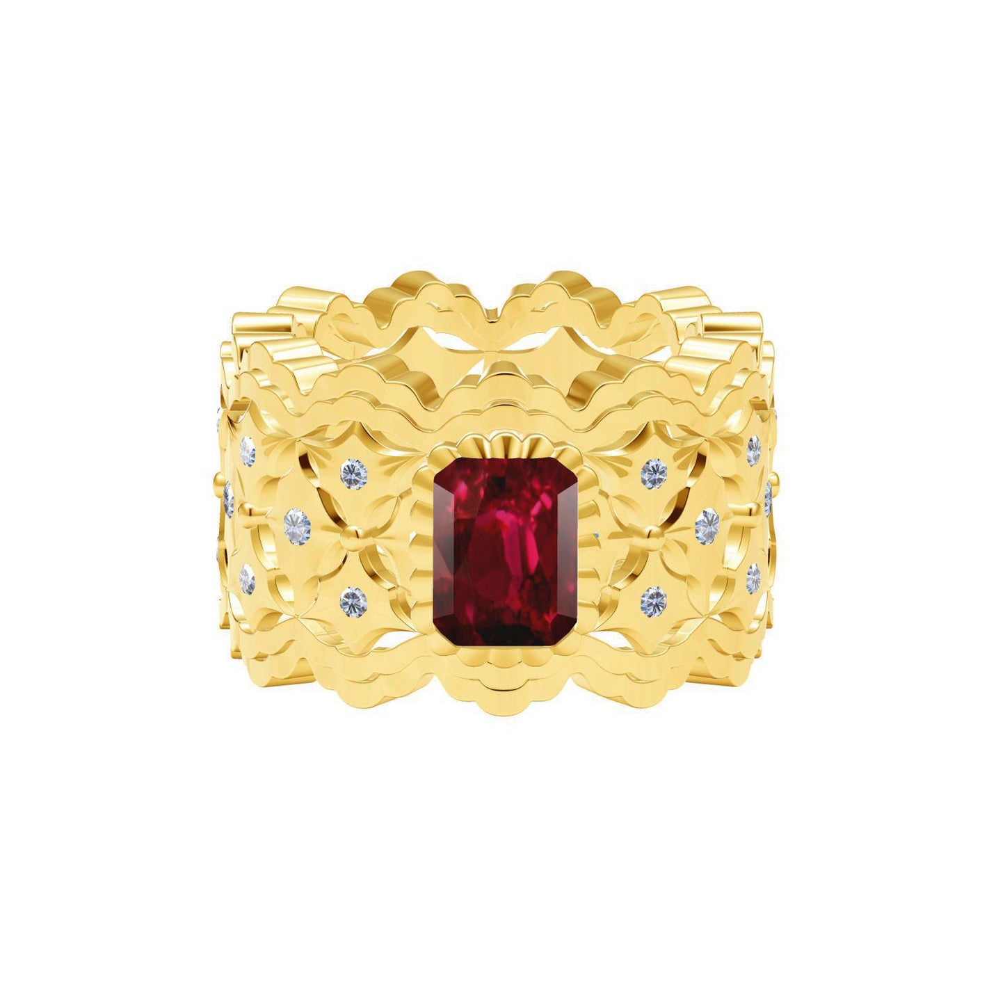 BQLT-RIN936285 14.4MM bezel lace wavy edge arm ring