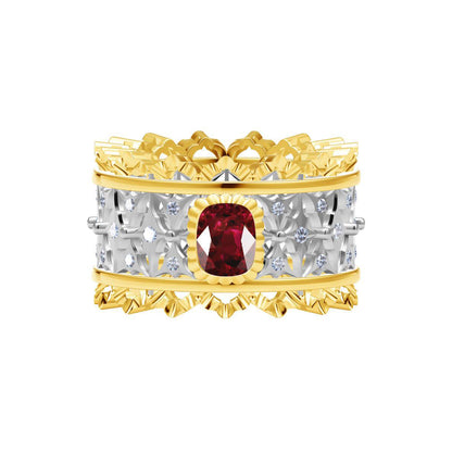 BQLT-ES5529962 15mm bezel lace wavy edge arm ring 0. Main stone 8.56X5.73X2.74mm