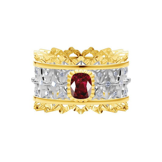 BQLT-ES5529962 15mm bezel lace wavy edge arm ring 0. Main stone 8.56X5.73X2.74mm