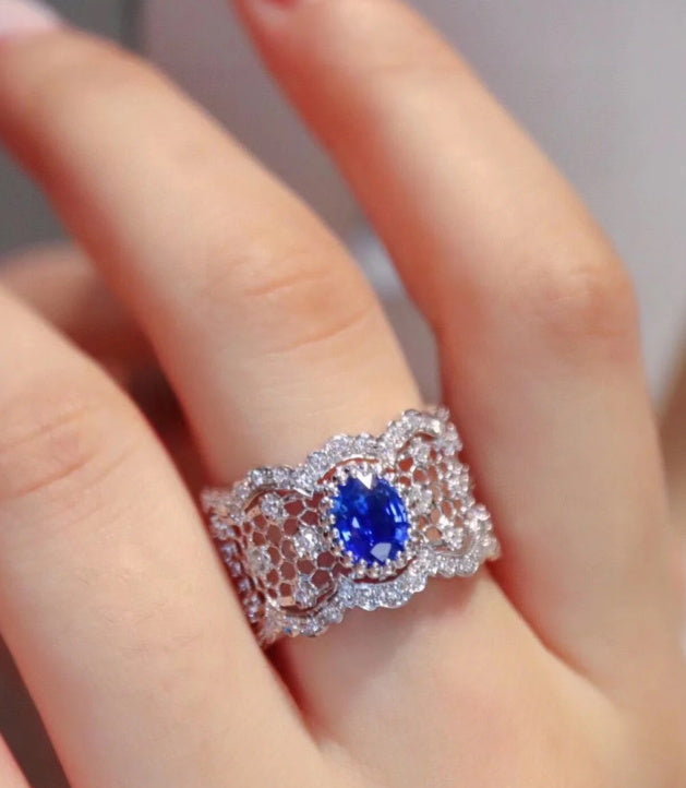 BQLT-RIN561332 lace wave honeycomb full circle ring arm main stone 4.83x6.45x4.18mm10#