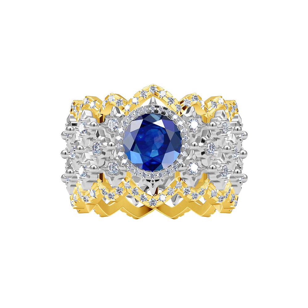 BQLT-JZ437797 bezel set round stone wavy edge arm ring
