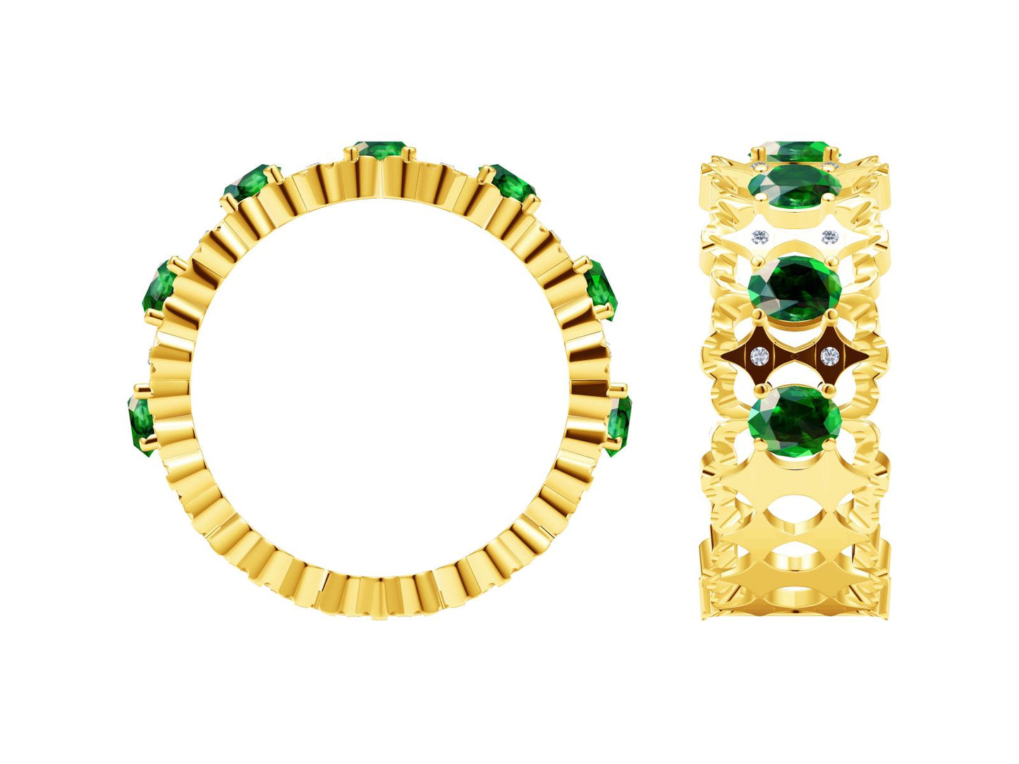 BQLT-JZ218668 lace wavy arm multi-main stone ring