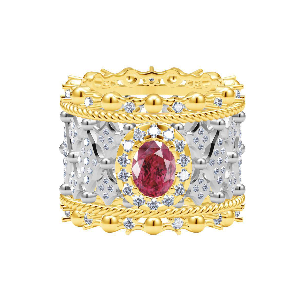 BQLT-JZ961381 lace ring surrounded by stone twisted rope beads