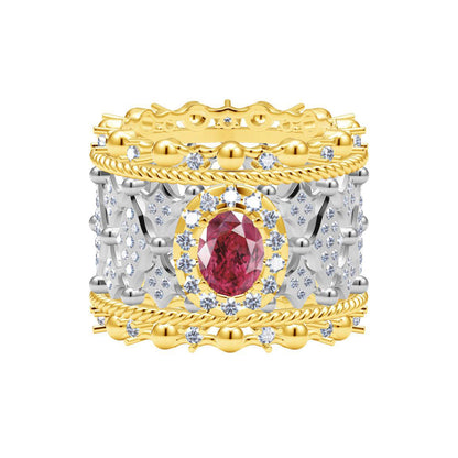 BQLT-JZ961381 lace ring surrounded by stone twisted rope beads