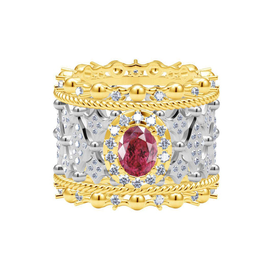 BQLT-JZ961381 lace ring surrounded by stone twisted rope beads