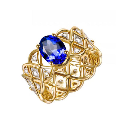 BQLT-RIN852787 lace wavy edge arm ring main stone (9×6.6MM)
