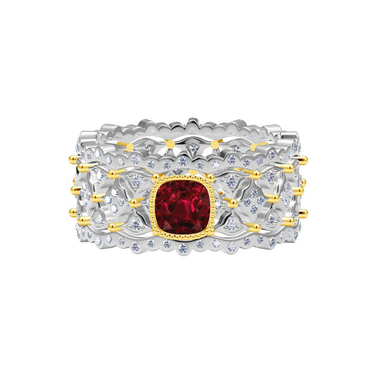 BQLT-JZ472466 bezel-set lace middle honeycomb ring, lace-set diamond wavy edge arm