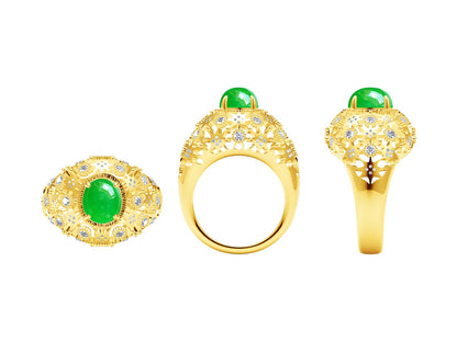 BQLT-RIN266693 Lace Colorful Flower Head Ring