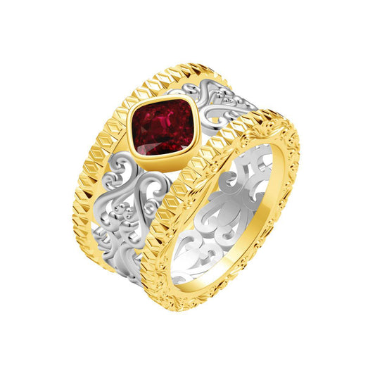 BQLT-JZ423526 bezel-set lace colorful treasure ring halo guest version