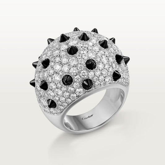 KDY-N4781500 spiked agate round body diamond ring