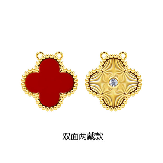 VCA692564 15MM four-leaf clover double-sided two-wear tethered chain pendant necklace