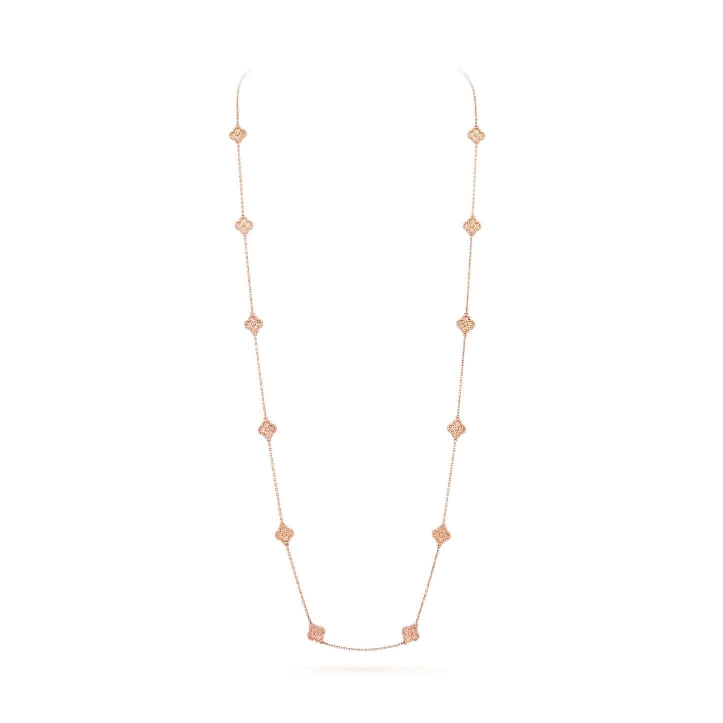 VCARO8DG00 9mm wrinkled flower four-leaf clover 16 flower necklace